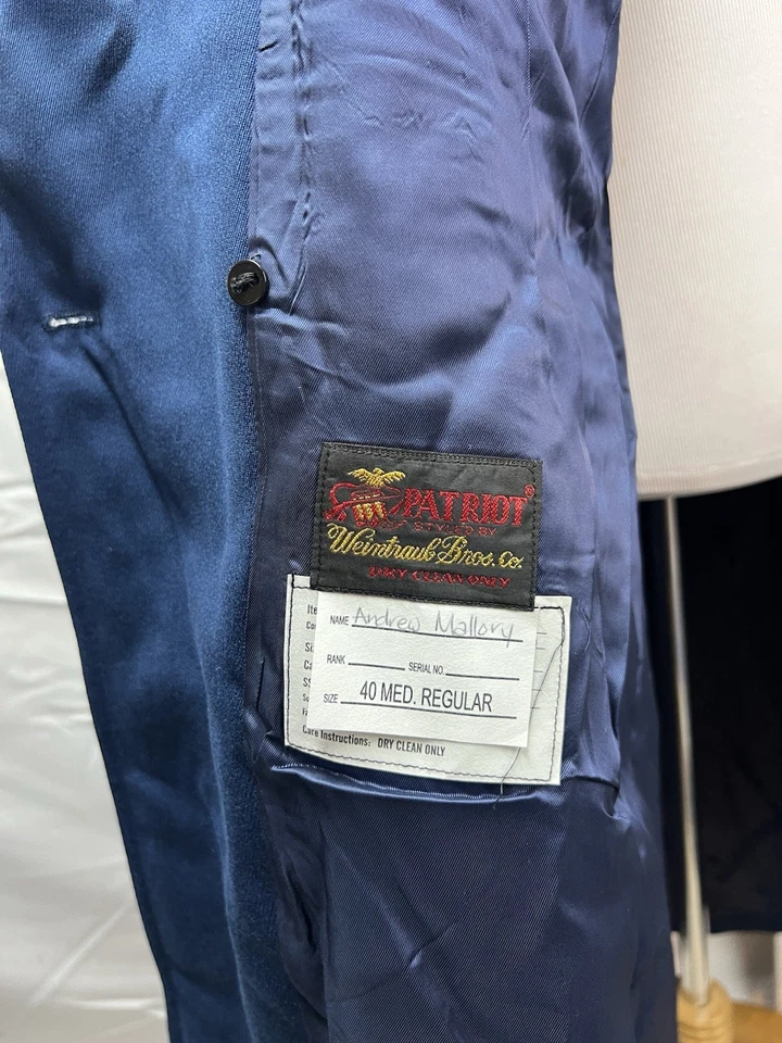 Abrigo largo Academy Cadet Pea 40 R azul doble botonadura 40 R de la Fuerza Aérea de los Estados Unidos Foto 3 de 4