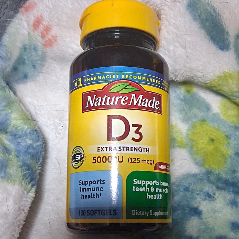 Nature Made Vitamin D3 5000 IU (125 mcg) Extra Strength 180 Softgels