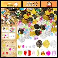 319 Pcs Pirate Treasure Gold Coins  Plastic Gems Playset for Party Decor