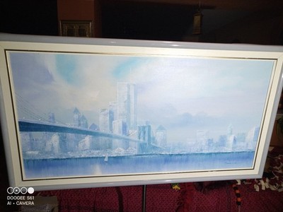 NYC., Original Oil Painting of Downtown, Brooklin Bridge, and Towers, by Giacomo