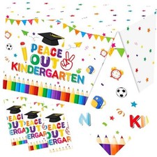 Kindergarten Graduation Table Cloth 3 Pcs,Plastic Disposable Waterproof Pre-k