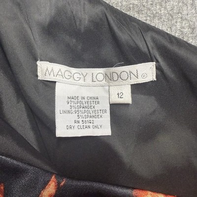 専用2 Maggy London One Shoulder Floral Dress Women's Size 12 Black