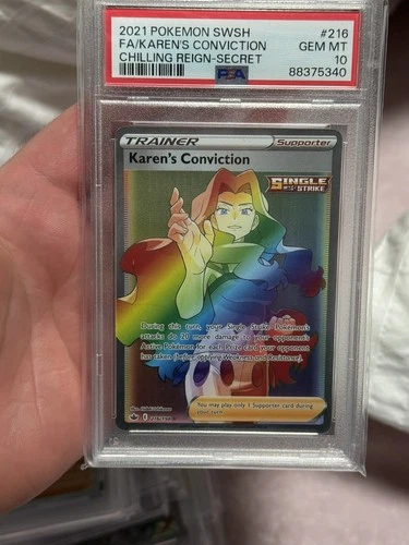 Karen's Conviction (Secret) 216/198 Swsh06: Sword & Shield - Chilling PSA 10🌟