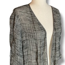 Eileen Fisher Grey Wide Sleeve Open Front Linen Blend Cardigan Size Medium