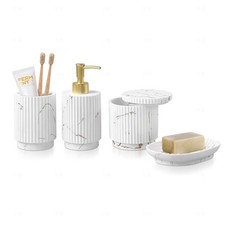 Bathroom Accessories Set 4 Pcs-Toothbrush Holders Set, Soap Dispenser, Cotton...