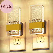 LED Night Lights Plug into Wall 2 Pack , 0-100LM Dimmable Nightlight, Bubble De