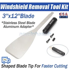 Windshield Extractor Bullet Blades Auto Glass Removal Tool & Handle 3x12'' Blade