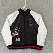 Vintage Minnie Mouse Bomber Jacket Girls M Walt Disney Full Zip Casual Cartoon