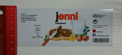 Aufkleber/Sticker: Nutellaglas - Nutella Ferrero - Jenni - 450g (240316201)