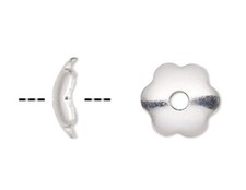 Bead Cap, 300 Silver Plated Steel 5x1.5mm Smooth Flower to Fit 6-8mm Beads