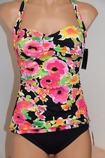 NWT Ralph Lauren Swimwear Tankini 2pc Set Size 4 Halter Top Black