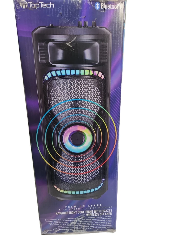 Top Tech Braze-8 Multi Media Speaker Karaoke System Multi-Color Lights - Image 4 of 4