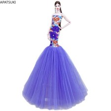 Purple Fishtail Costume Wedding Dress For 11.5" Doll Clothes Outfits Gown 1/6