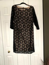 Jessica Howard Womens Black Evening Cocktail Lace Dress Size 16W