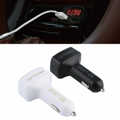 USB 3.1A Dual Car Charger Digital Display Ammeter Voltmeter Thermometer 4 in1