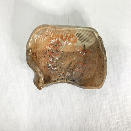 Tazón de plato de cerámica de arte de estudio abstracto irregular beige marrón tostado único en su clase - Imagen 5 de 6