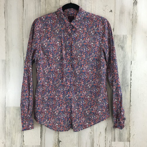 J. Crew Liberty London Sz 8 Kayoko Indigo Sunset Floral Button Down Shirt - 第 1/12 張圖片