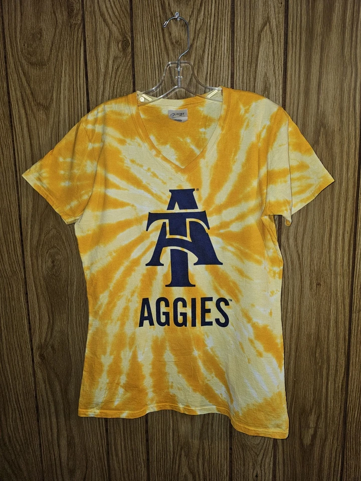 North Carolina A&T Small Womens Yellow TieDyed Graphic Logo Tshirt NCAA - Image 3 of 4