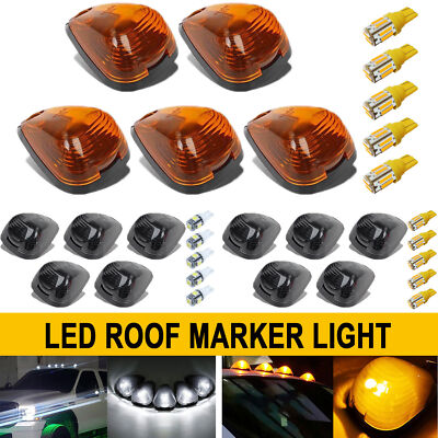 Smoke Lens Amber/White LED Cab Roof Marker Lights For Ford F250 F350 Super Duty