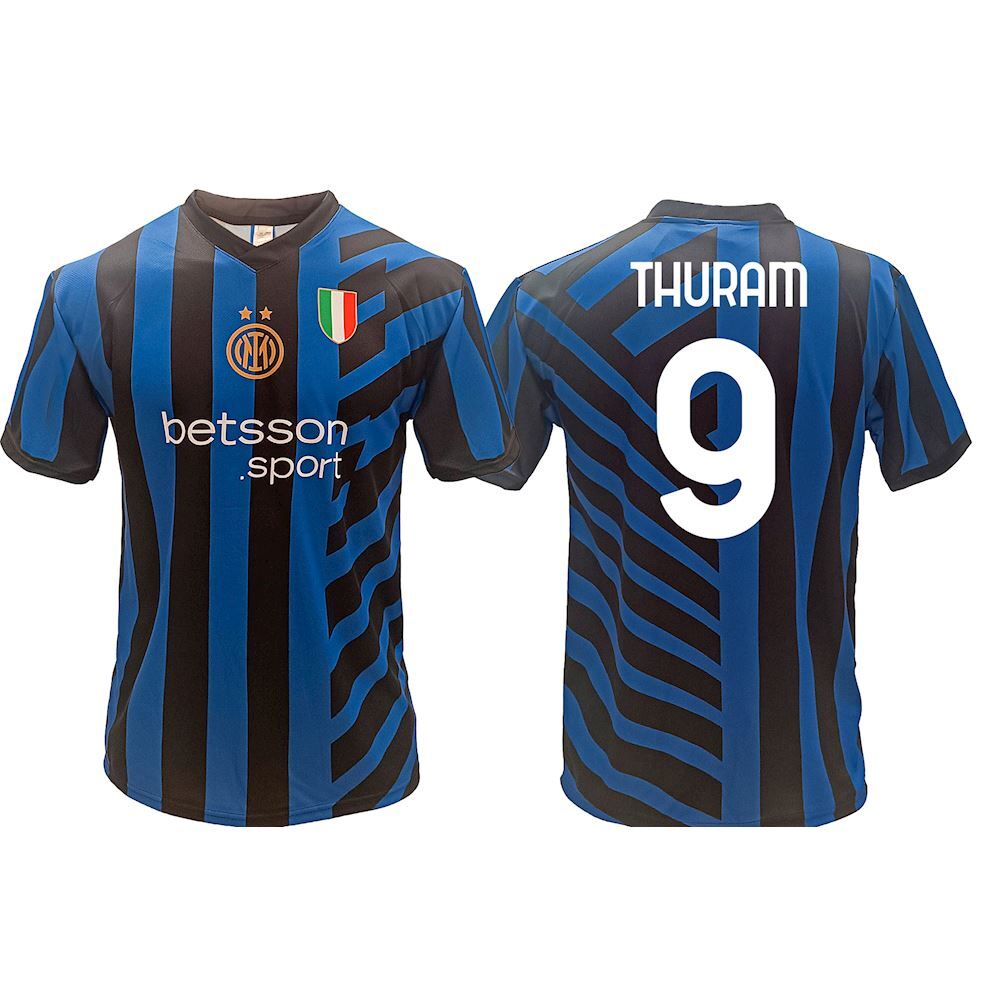 Maglia Ufficiale Inter Milan 2024/25 Home, Larga, Con Nome THURAM E Numero 9 - Blu