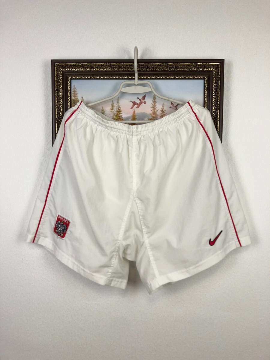 Vintage 90's Nike Poland Football Shorts Soccer White Mens