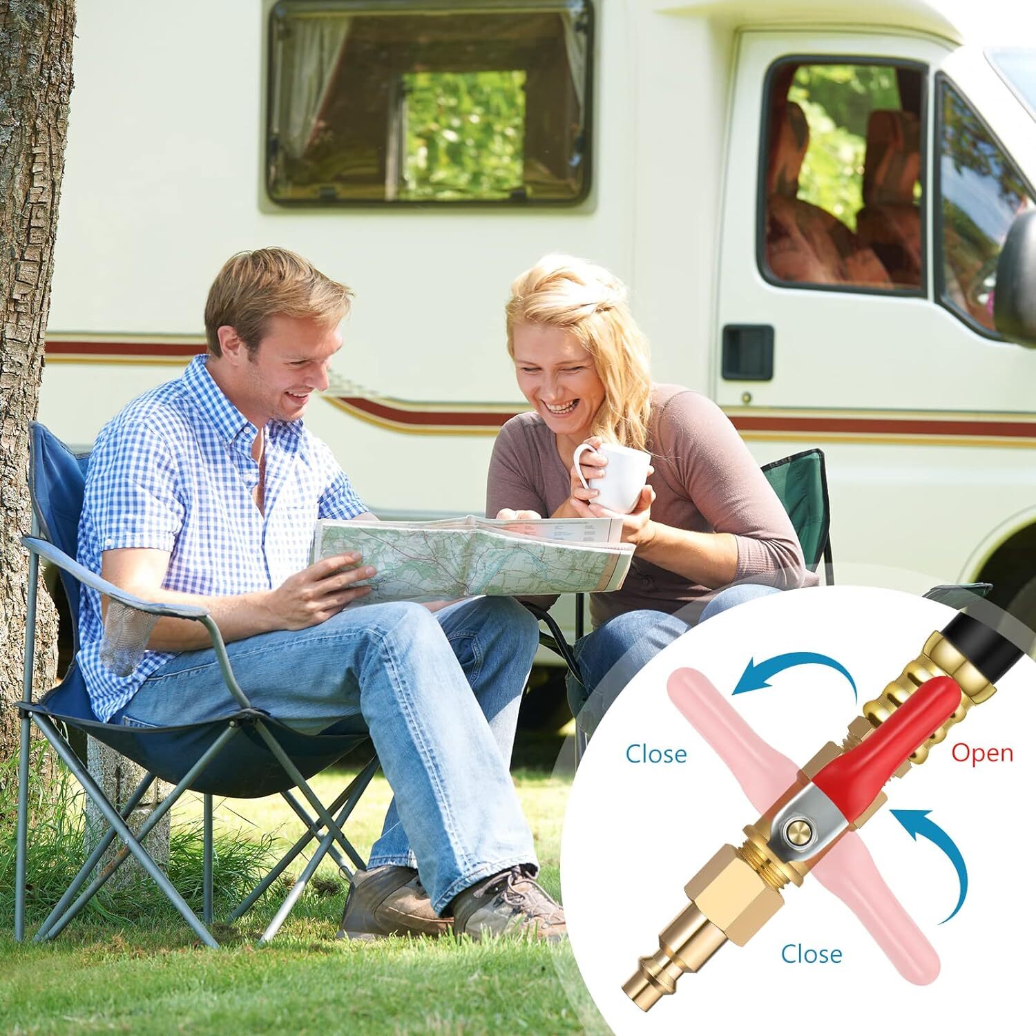 Camper Winterizing Kit – Blowout Shut-Off Valve & Adapter Hose For RV Trailer