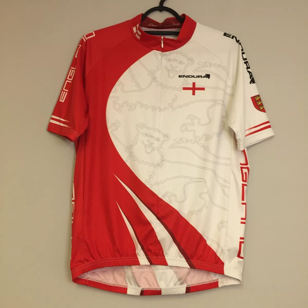 Red white cycling sales jersey
