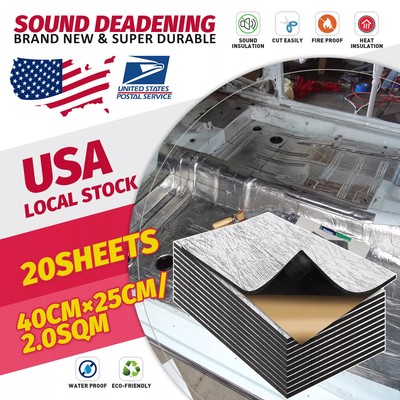 Self-Adhesive Fire-Resistant Mats 20Pcs 16''x10'' Sound Deadeners Heat Insulation
