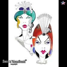 Well Known Artist Celebrity Famous Wall Art Watercolor Painting Drawing 2 Ladies