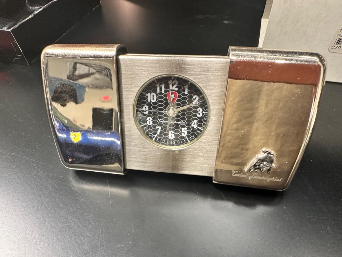 Tonino Lamborghini Italy Silver Table Clock w/ All Packing