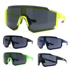 Dark Black Oversize Trendy Futuristic Wrap Half Rim Sport Plastic Sunglasses