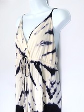Tie-Dye Tie Front Maxi Long Slit Dress V-neck Beach Junior's L 11 or Women M 10