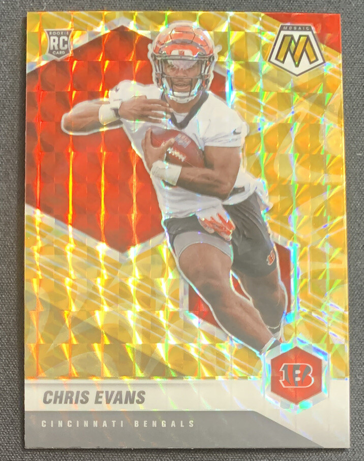 Chris Evans 2021 Panini Mosaic Yellow Reactive Prizm Rookie Card RC #379 Bengals