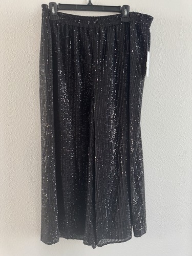 MICHAEL Michael Kors pants Womens Sequined Wide Leg formal party Pants black XL - Picture 7 of 11