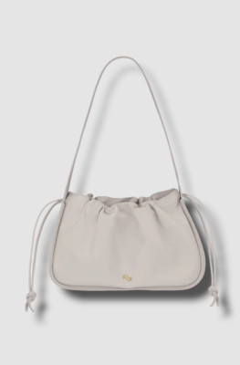 $415 Yuzefi Women's Ivory Leather Scrunch Shoulder Bag Purse
