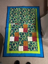 Handmade Baby / Child Quilt with Matching Pillow Case - Musical Frogs