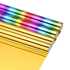 4Pcs Gold/Colorful Hot Stamping Heat-Activated Foil Roll, 6" W x 3ft l