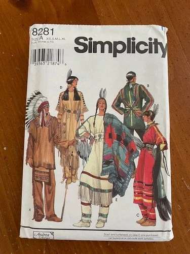 New Indian Native American Simplicity Pattern 8281 Costume Men Women Youth Book