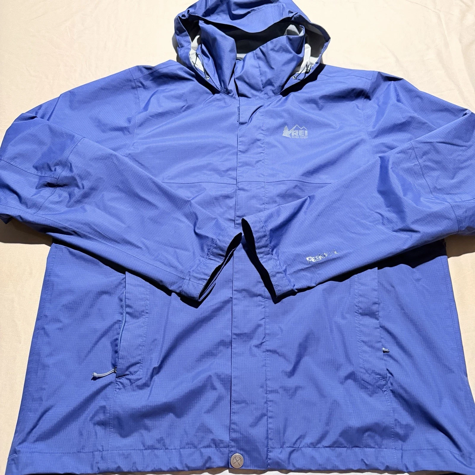 REI Co-Op Peak 2.5L Waterproof Rain Jacket Mens XL Blue Hooded Hiking Shell - product detail image 3