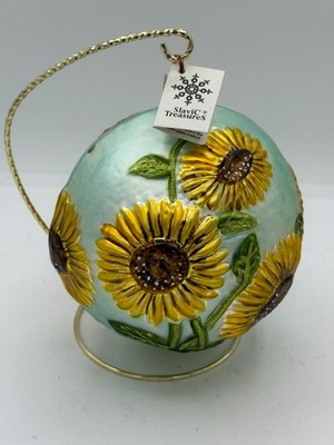 Slavic Treasures hand-painted glass sunflower ornament