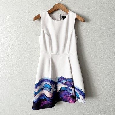 StyleStalker Hypnotized Off White Print  Sleeveless Mini Dress size medium