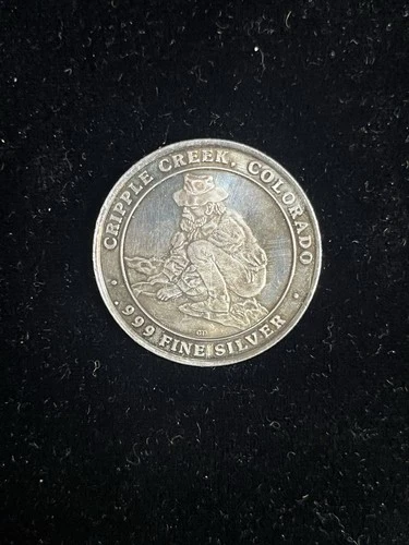 Vintage Cripple Creek Colorado  25g .999 Fine Silver Round.