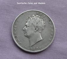 1825 KING GEORGE IV SILVER HALFCROWN - Bare Head Obverse