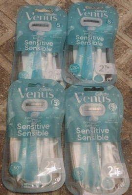 4 Gilette Venus Sensitive Extra Smooth 5 Blade Razor Women 2 Count Each (8total)