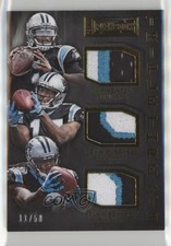 2015 Panini Playbook Triple Threats Prime 11/50 Cam Newton Devin Funchess 4n1