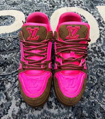 Louis Vuitton Monogram Pink/Brown Low Top Lace Up Men's Sneakers Athletic