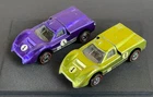 Vintage Hot Wheels Redline 1968 LIME & PURPLE Ford J Car - TAN & BROWN Interiors