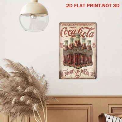 Vintage Coca-Cola 5¢ Bottle Metal Sign Retro Soda Farmhouse 
