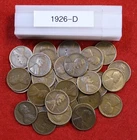 1926-D Lincoln Wheat Cent Penny 50 Coin roll Circulated coins rolls
