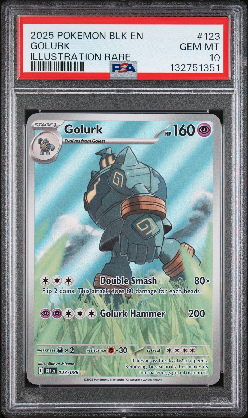 2025 POKEMON BLK EN-BLACK BOLT ILLUSTRATION RARE #123 GOLURK PSA 10